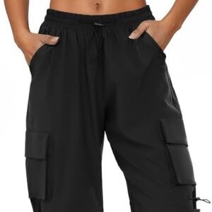 Womens Parachute Cargo Pants with Pockets Quick Dry Hiking Pants